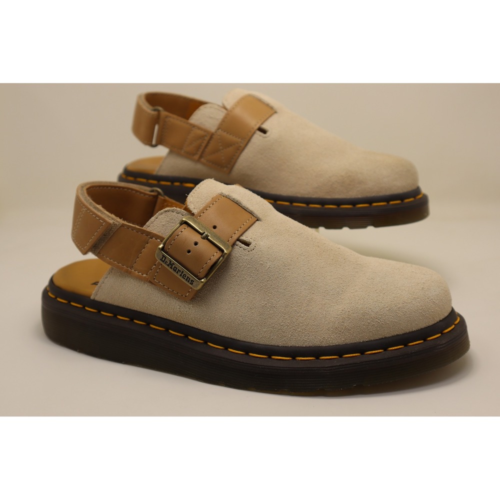 Dr. Martens Jorge II Womens 9 Parchment Beige Suede Leather Slingback Mules NWOB
